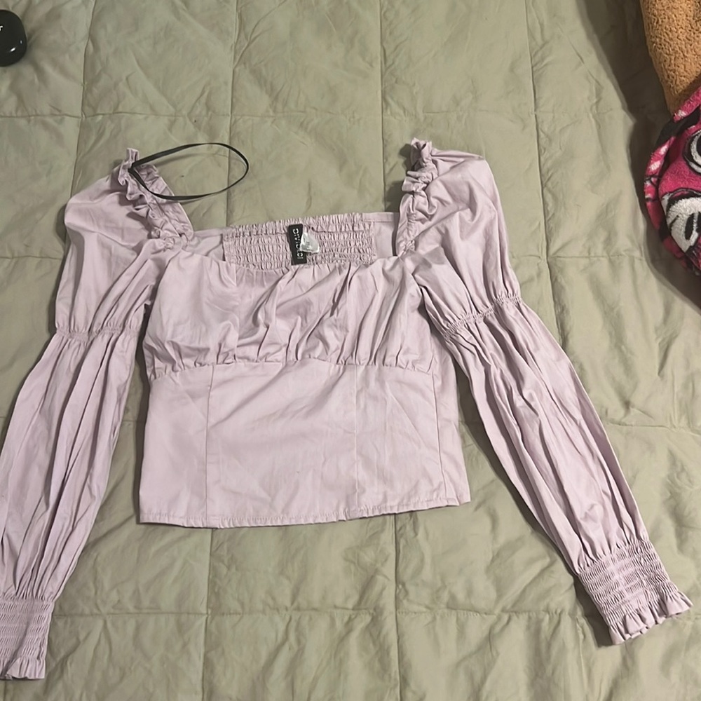 Lilac long sleeve crop top